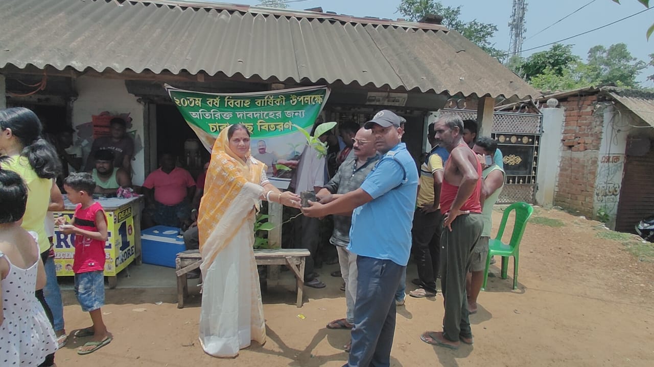 পরিবেশের ভারসাম্য রক্ষা করতে দাস দম্পতির বিবাহ বার্ষিকীতে বৃক্ষরোপন ও চারা গাছ বিতরণ!