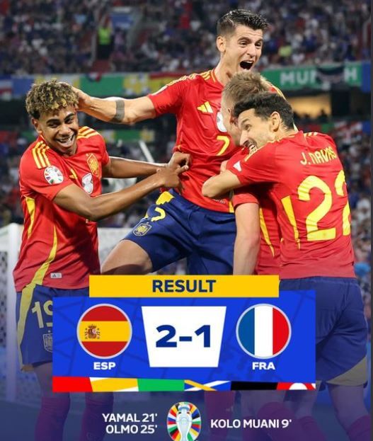 ফ্রান্সকে ছিটকে ইউরো ফাইনালে স্পেন!
