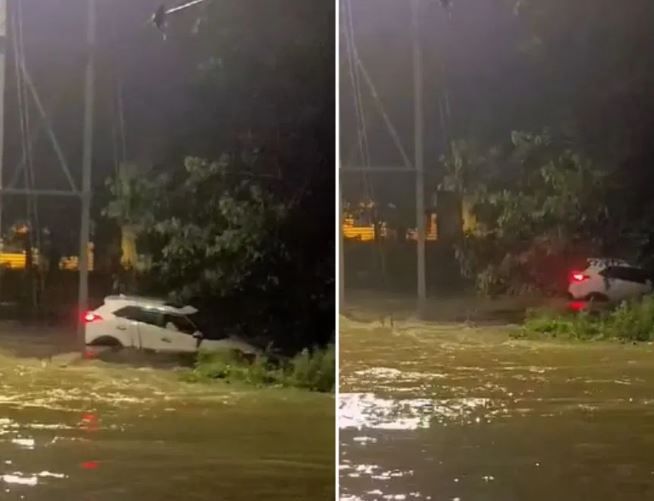 আসানসোলের কল্যাণপুরের হাউজিং এলাকায় জলের তোড়ে ভেসে গেল একটি চারচাকা গাড়ি!