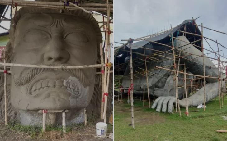 বন্ধ হলো  নদীয়ার রানাঘাটের ১১২ ফুটের দুর্গাপুজো!