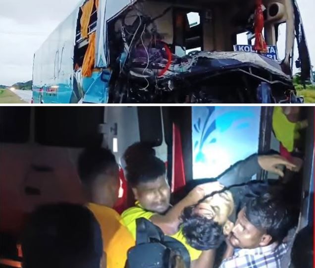 ওড়িশার জলেশ্বরের  লক্ষণনাথ টোলগেটের কাছে ভয়াবহ দুর্ঘটনার কবলে পড়ল কলকাতাগামী বাস!