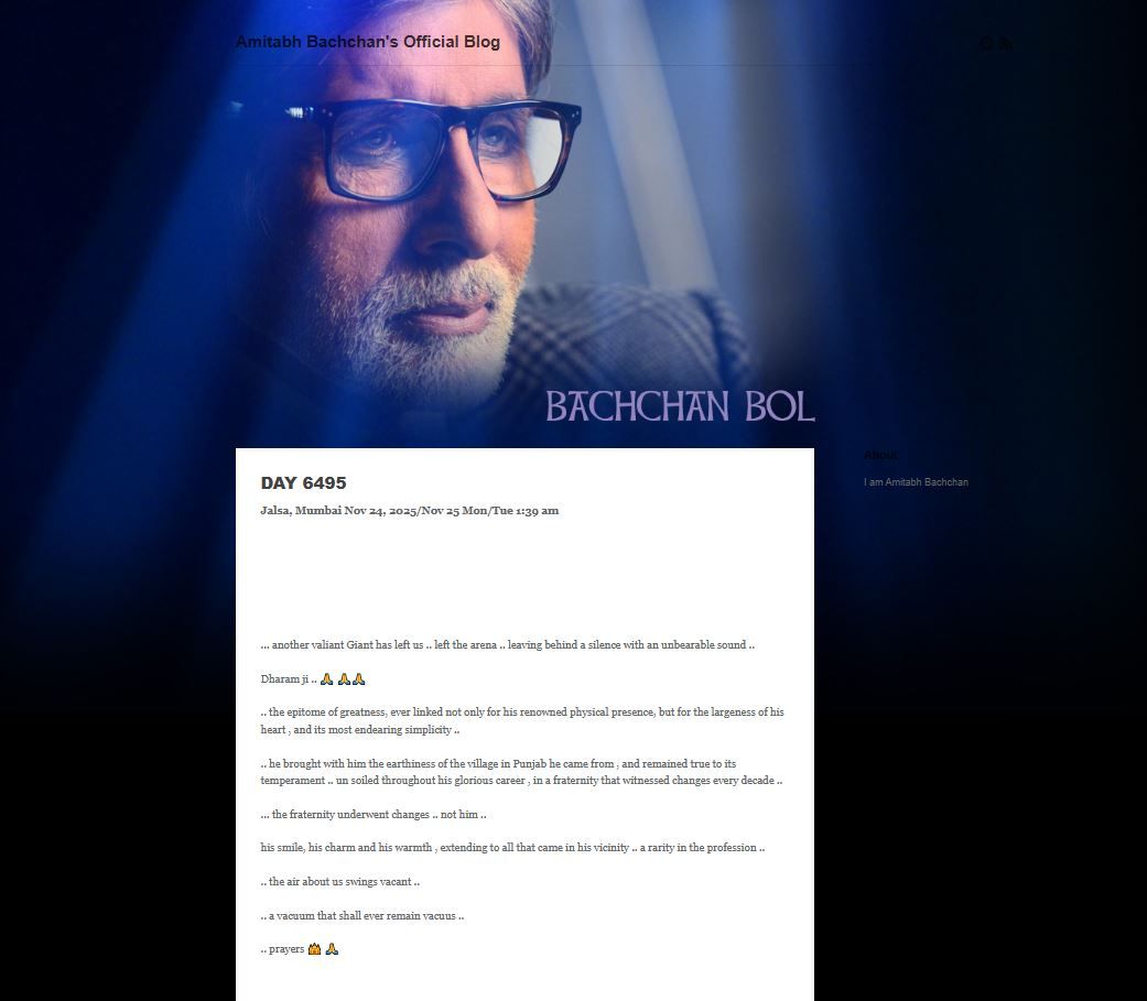 ধর্মেন্দ্রকে নিয়ে কলম ধরলেন অমিতাভ বচ্চন!