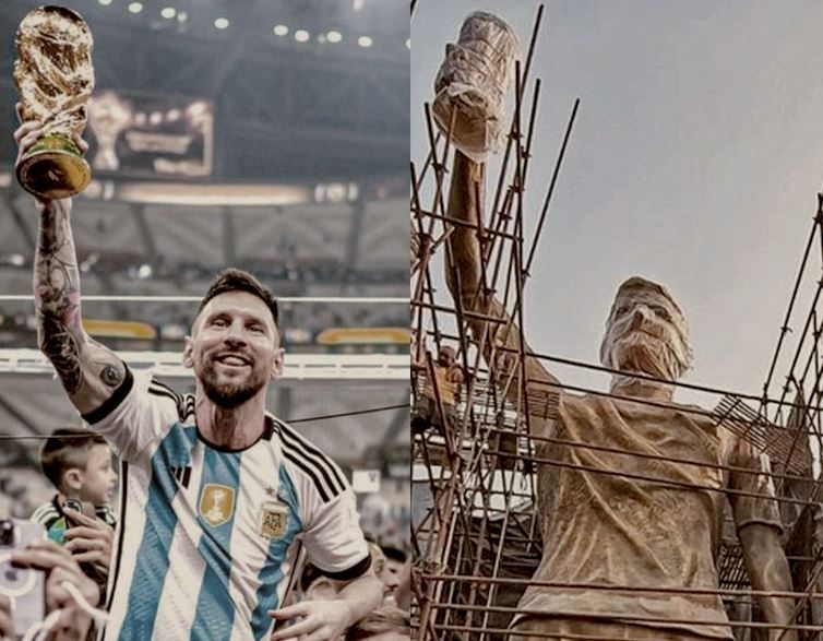 কলকাতায় বিশ্বের সবচেয়ে বড় মেসির মূর্তি তৈরি সম্পন্ন হয়েছে, যার উচ্চতা ৭০ ফুট!