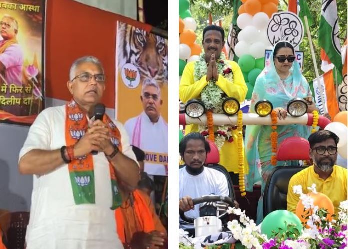 খড়্গপুরে ভোটের লড়াইয়ে বাকযুদ্ধ তুঙ্গে, জুন মালিয়াকে কটাক্ষ দিলীপের — পাল্টা ‘নেচে যাব’ হুঁশিয়ারি তৃণমূলের!