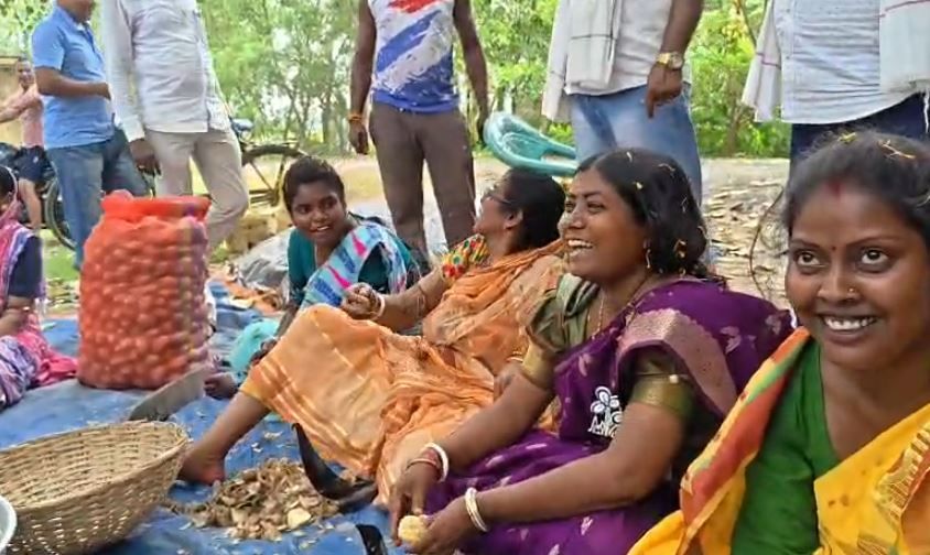 ভোট প্রচারে ব্যতিক্রমী ছবি—ঘাটালে আলু কাটতে দেখা গেল তৃণমূল প্রার্থী শ্যামলী সর্দ্দারকে!