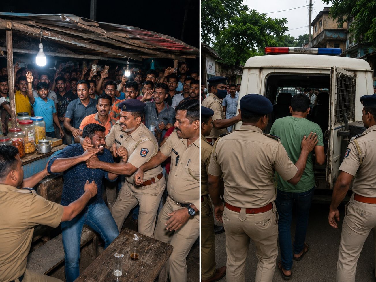 চায়ের ঠেক থেকে আসামি পাকড়াওয়ে বাধা, পুলিশের সঙ্গে ধস্তাধস্তি