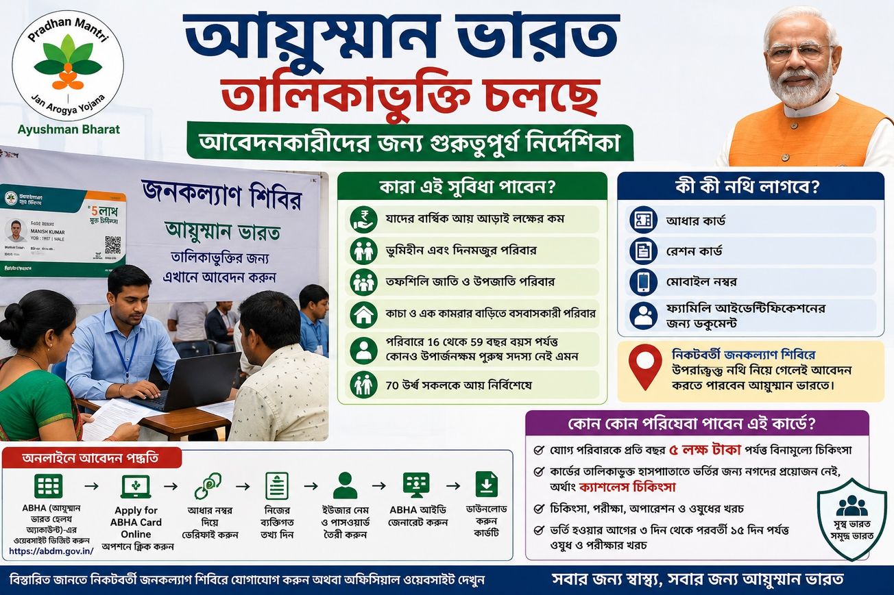 আয়ুষ্মান ভারত তালিকাভুক্তি চলছে, আবেদনকারীদের জন্য গুরুত্বপূর্ণ নির্দেশিকা